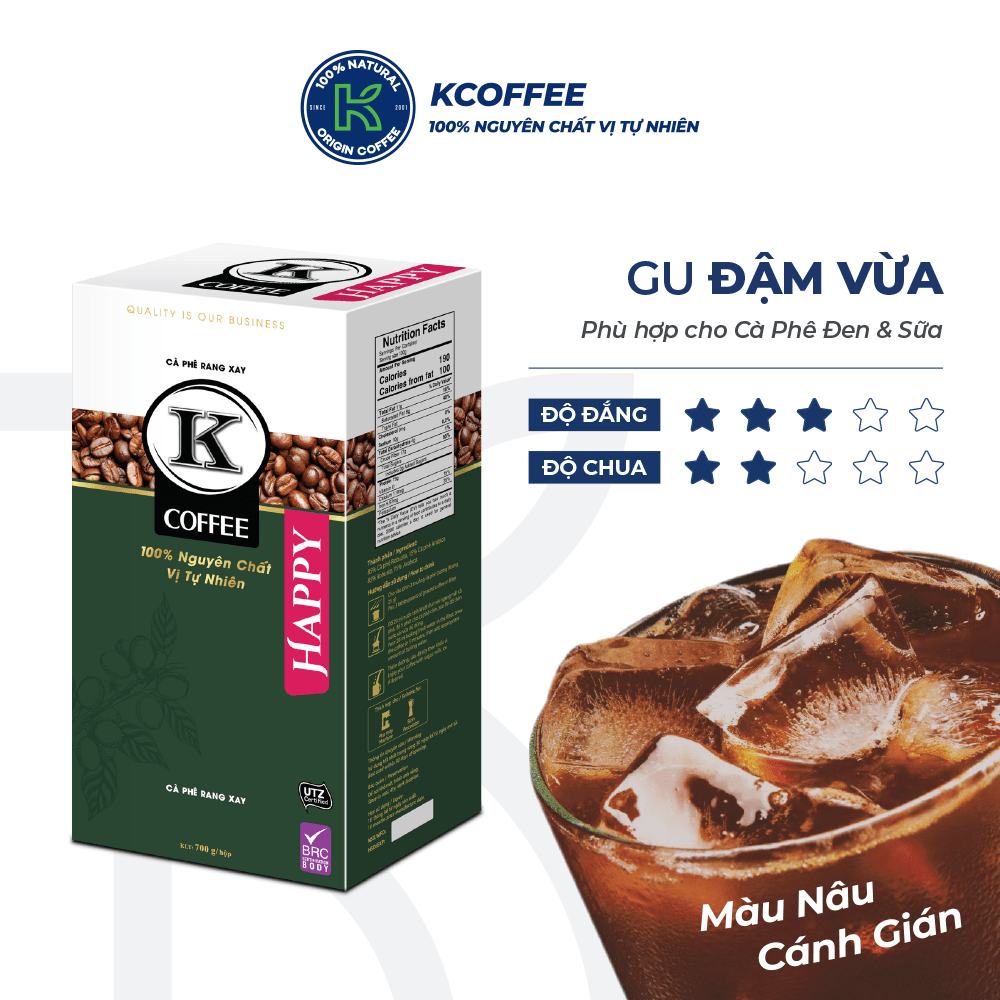 CÀ PHÊ K HAPPY 700 G - CÀ PHÊ NGUYÊN CHẤT